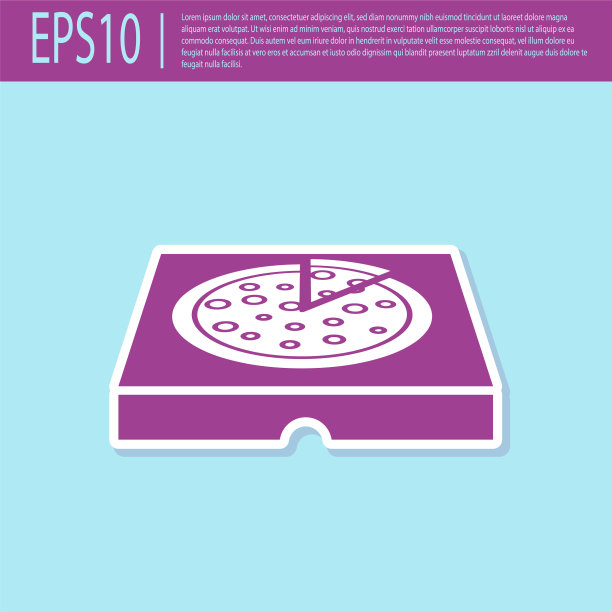复古紫色披萨在纸箱图标孤立图片下载