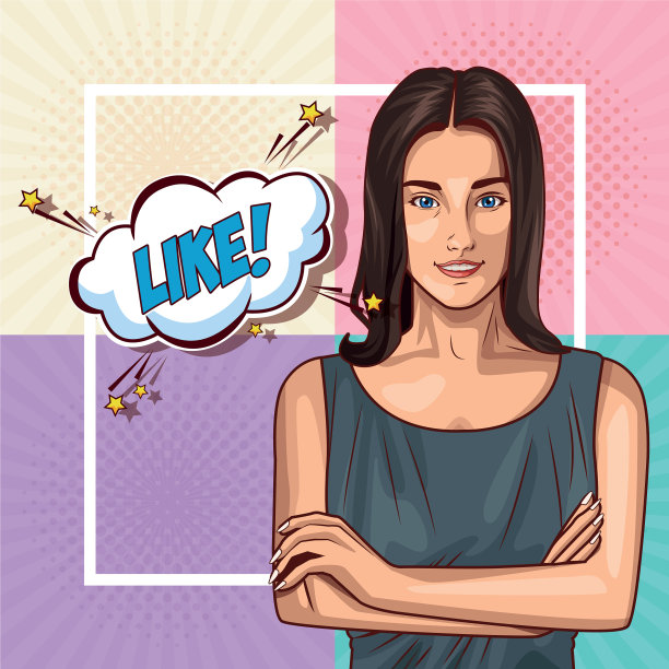 波普艺术年轻女子卡通图片下载