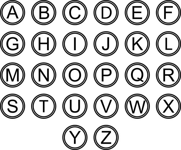 英文字母符号图标黑白套2图片下载