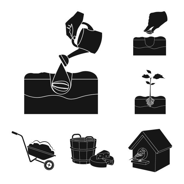 农场和农业的黑色图标集合图片下载