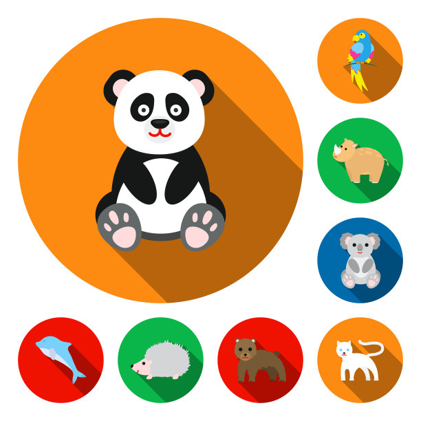 一个不现实的动物平面图标集合图片下载