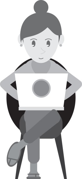 漂亮女孩用笔记本电脑坐着单色图片下载