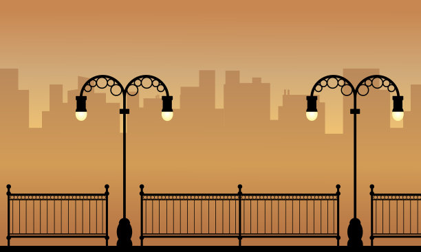 街灯美景剪影图片下载