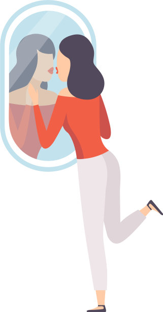 自恋的女人对着镜子图片下载