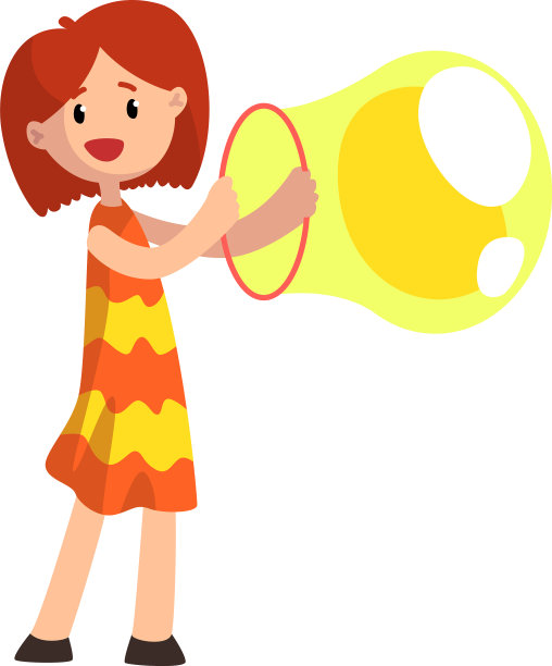 可爱的女孩吹大肥皂泡与戒指图片下载