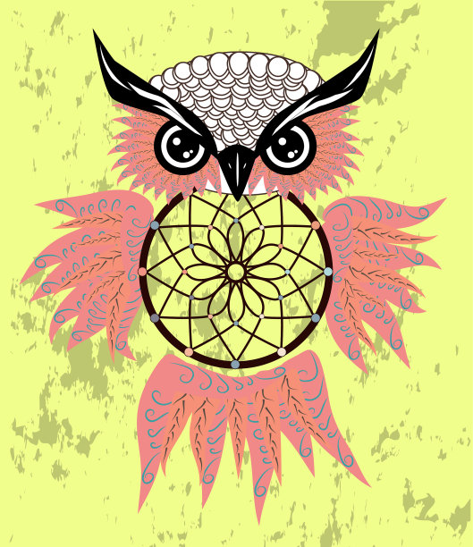 捕梦网猫头鹰波西米亚风格图腾动物图片下载