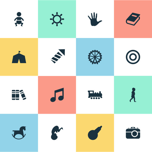 一组简单的婴儿图标图片下载