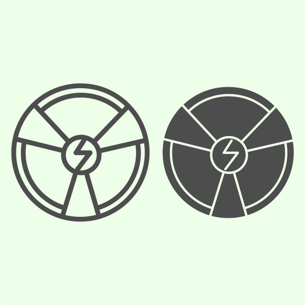 放射性化学线和固体图标。危险核能符号轮廓风格象形图在白色背景上。移动概念和网页设计的辐射和技术标志。矢量图形。图片下载