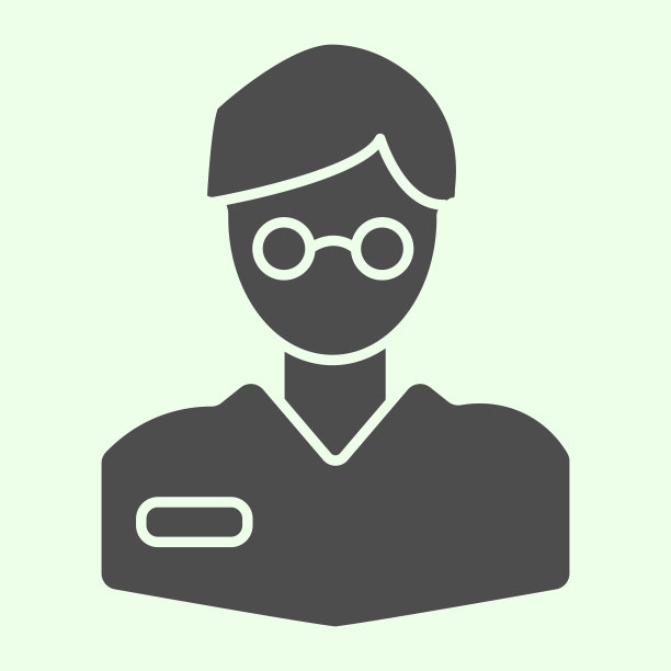 科学家坚实的图标。戴眼镜的研究员或化学家白色背景上的象形文字风格的象形文字。研究和实验标志的移动概念和网页设计。矢量图形。图片下载