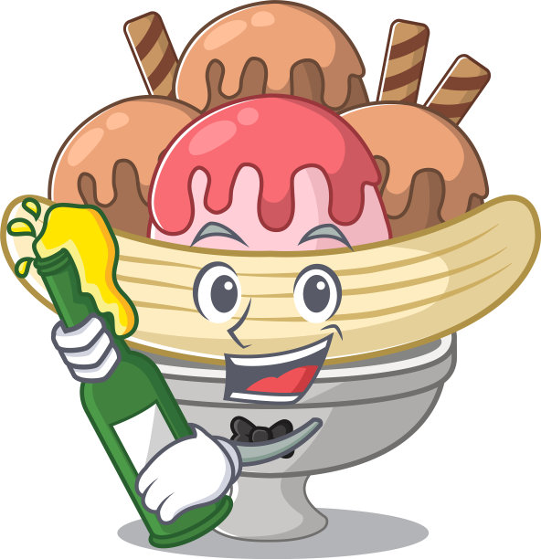 吉祥物卡通设计香蕉与瓶子图片下载