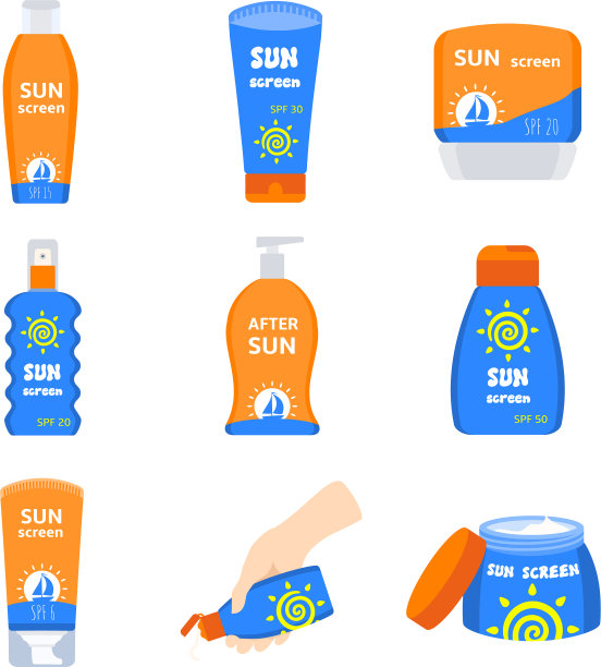 防晒霜图标设置扁平风格图片下载