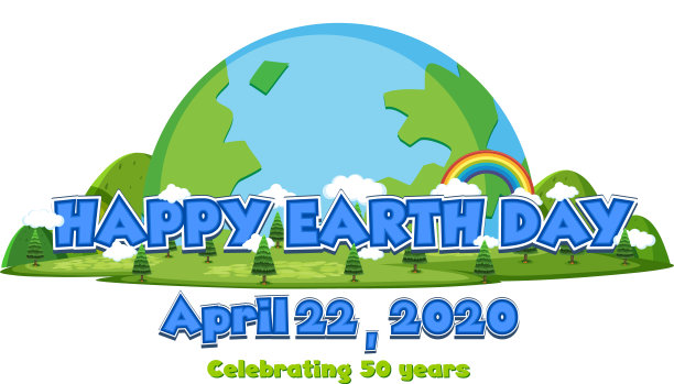 地球上有森林的快乐地球日海报设计图片下载