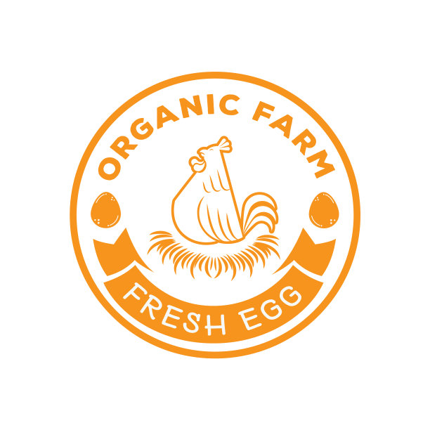 有机农场标志与母鸡孵蛋在草图片下载