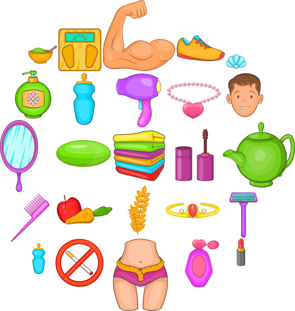 漂亮的图标设置卡通风格图片下载