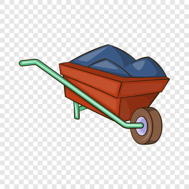 手推车与地球图标卡通风格图片下载