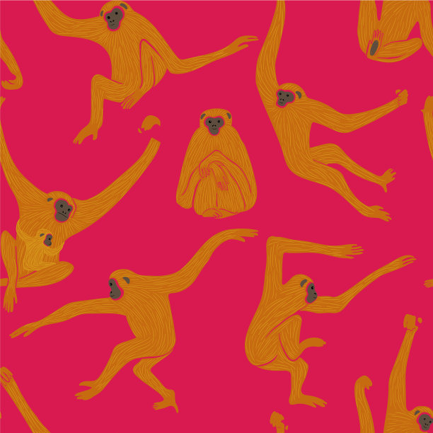 无缝模式与长臂猿猴子的行动图片下载