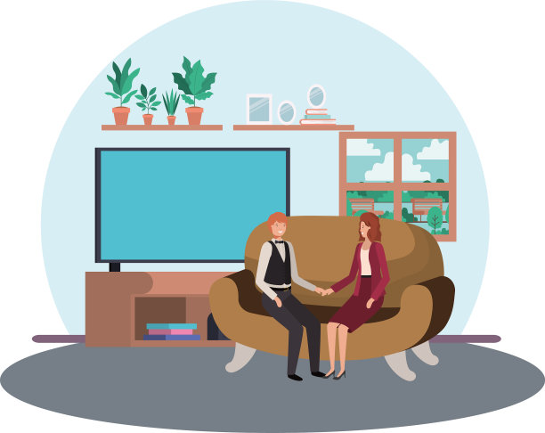 商务夫妻坐在客厅化身图片下载