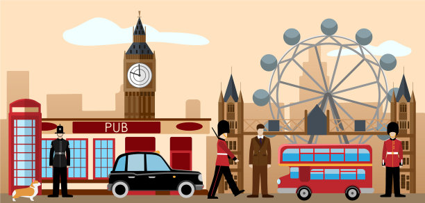 英国和伦敦的标志设置图片下载