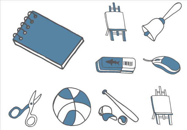 一套学校设备涂鸦图标图片下载