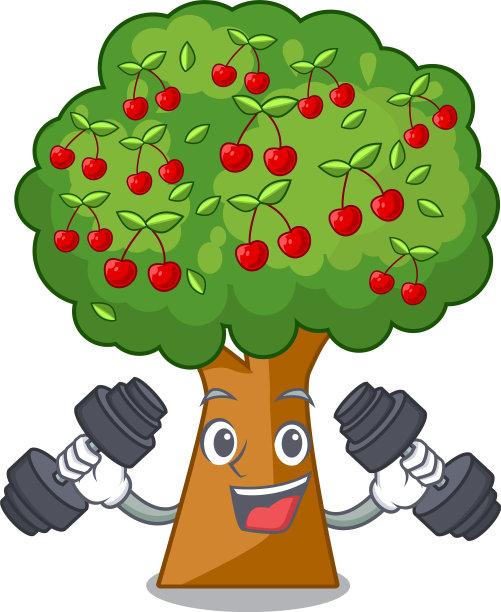 健康樱桃树卡通造型图片下载