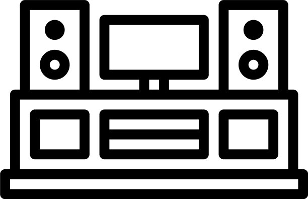 娱乐中心图标与大纲风格eps10图片下载