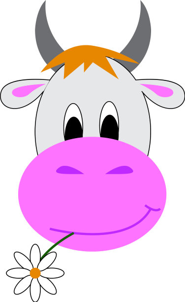 嘴叼着花的泽西奶牛看起来很可爱图片下载