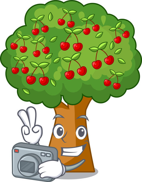 摄影师在角色形状樱桃树玩具图片下载