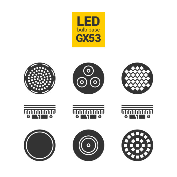 LED灯GX53灯泡轮廓图标集图片下载