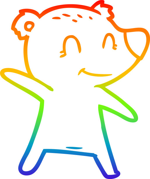 彩虹渐变线画微笑熊图片下载