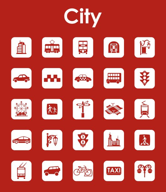 一组城市简单的图标图片下载