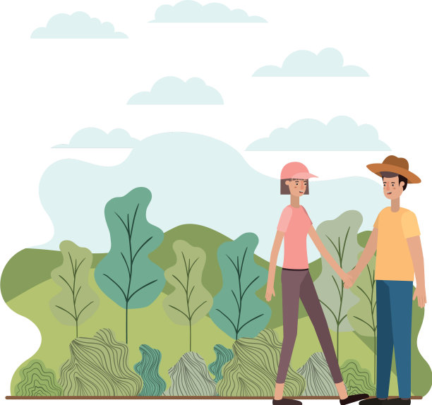 年轻夫妇在风景avatar角色图片下载