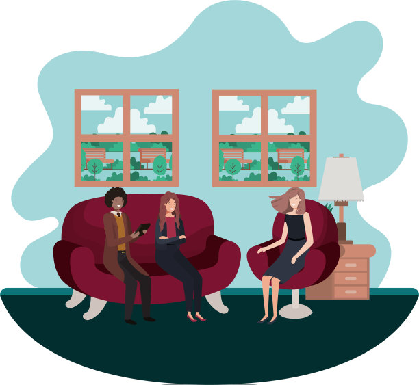 一群人坐在客厅里做生意图片下载