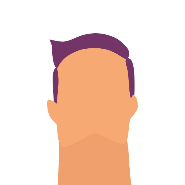 彩色男性头部剪影面部正面视图图片下载