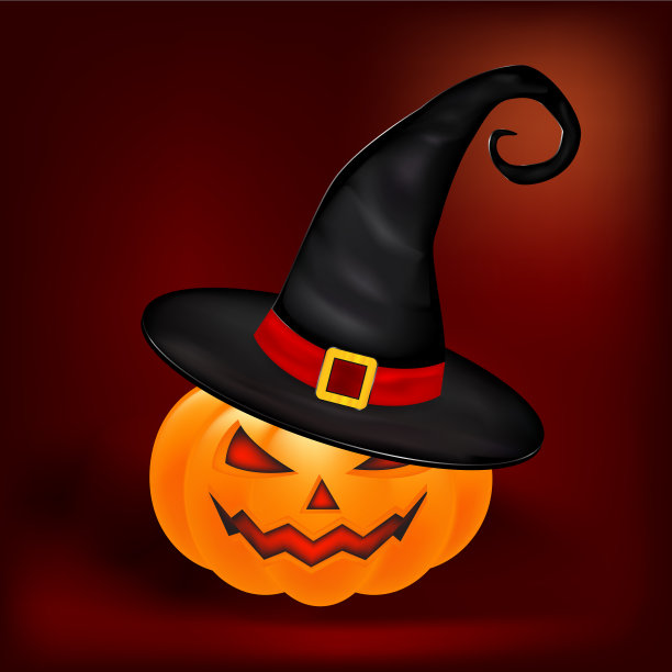 万圣节的南瓜在帽子上杰克o灯笼图片下载
