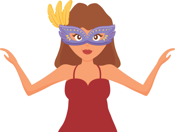 戴着狂欢节面具的美女图片下载