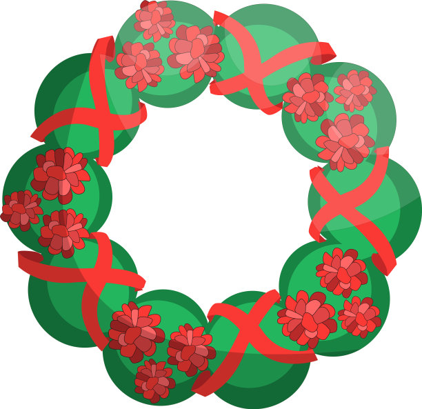 绿色的花环上有红色的花和条纹图片下载