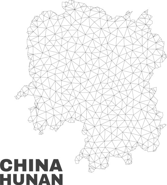 多边形网格湖南省地图图片下载