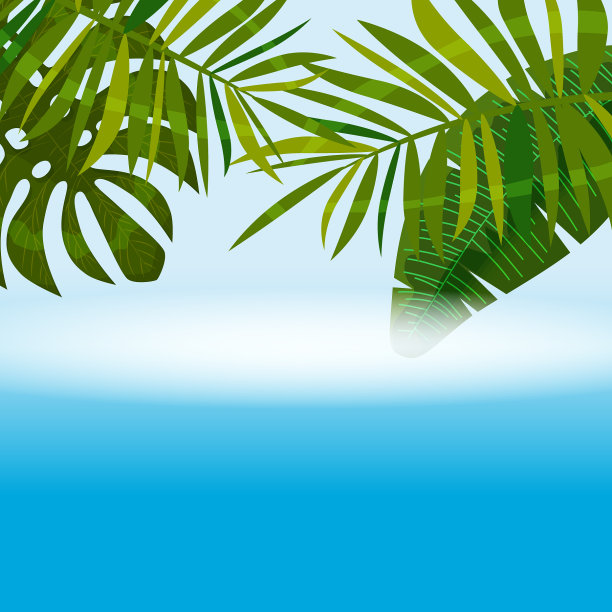 具有异国情调的夏季热带背景模板图片下载