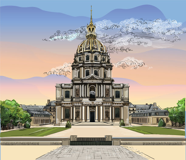 彩色手绘巴黎6图片下载