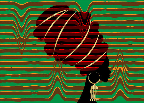 非洲头巾肖像非洲妇女条纹头巾图片下载