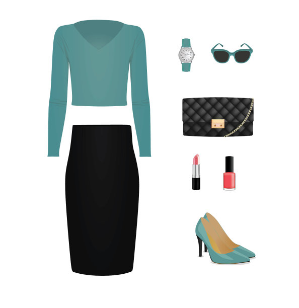 女士套毛衣裙子包和鞋子图片下载