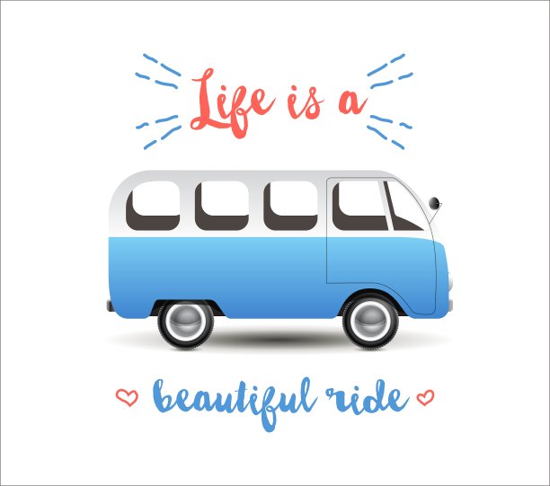 夏日背景嬉皮士面包车图片下载