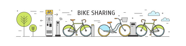 自行车共享站与租赁自行车停放图片下载