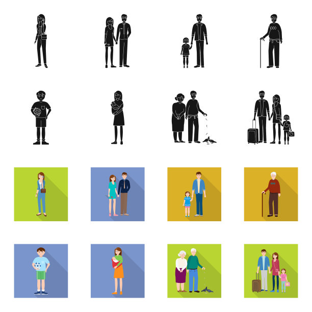 孤立的对象人物和头像图标集图片下载