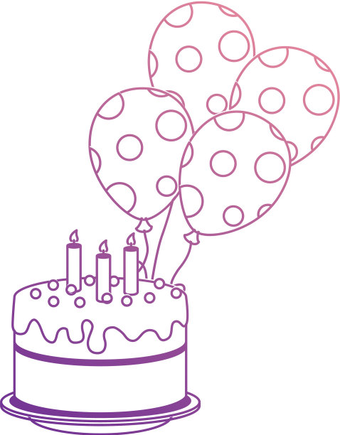 有蜡烛和氦气的美味蛋糕图片下载