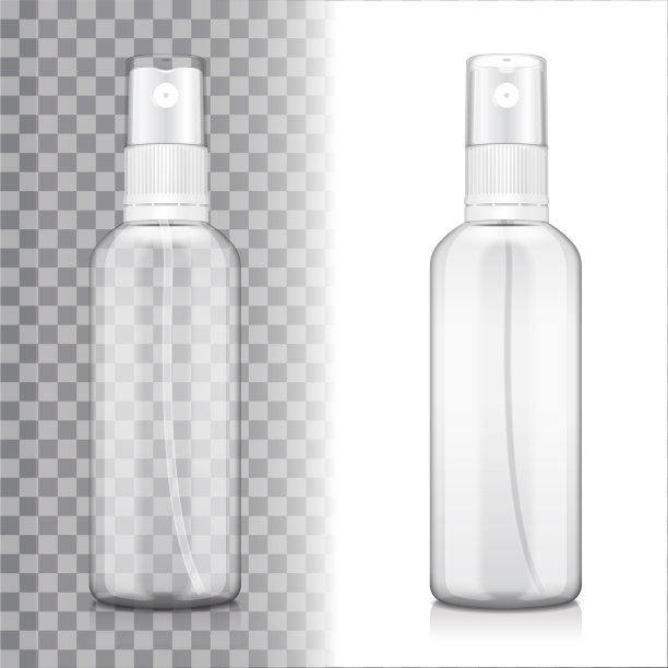 透明瓶设置与雾化器在白色和图片下载