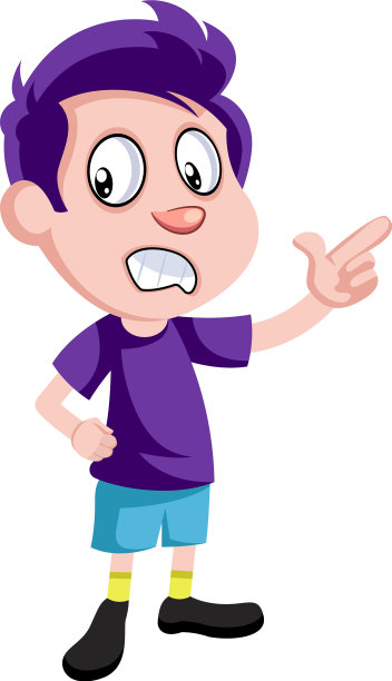 男孩指着白色的背景图片下载