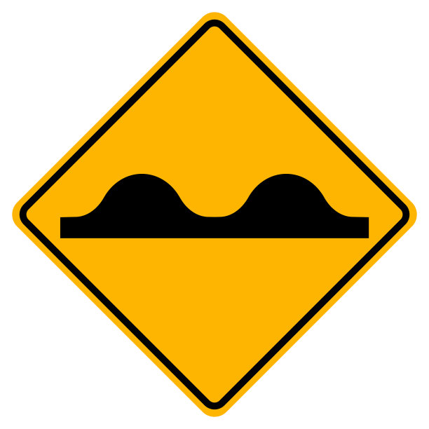 警告交通标志白色背景下的道路不平坦图片下载