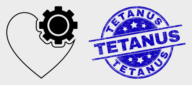 线性心脏齿轮图标和破伤风图片下载