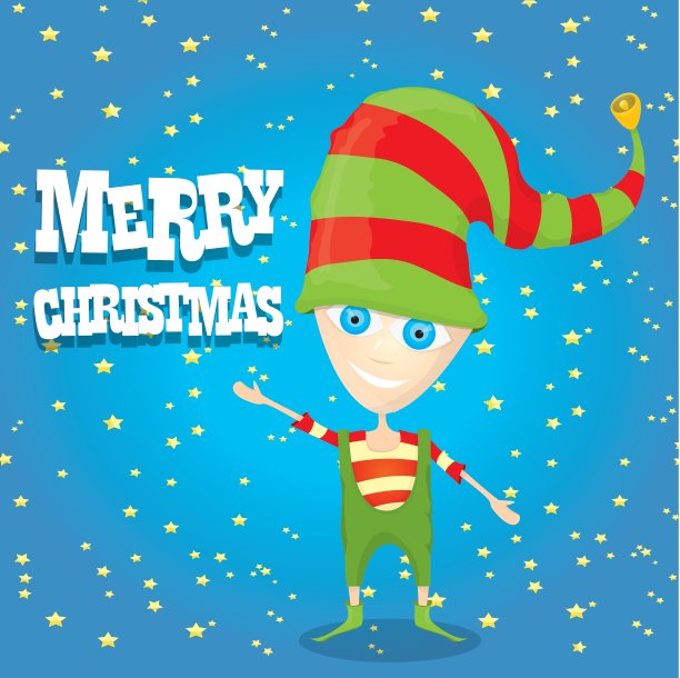 卡通可爱的快乐圣诞小精灵图片下载
